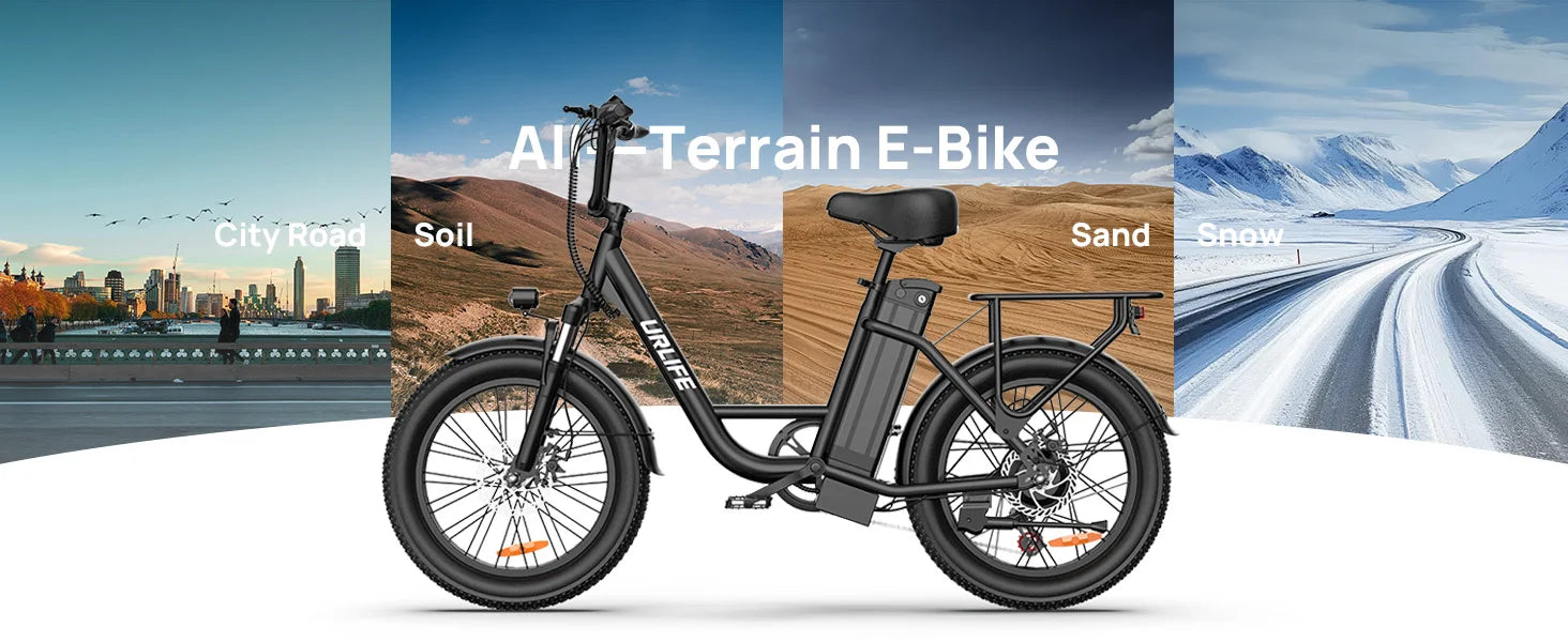 1000W E20 Electric Bike | 48V 13Ah Removable Battery, 20MPH, 20''X3" Fat Tire, 7-Speed Electric Bicycles with Dual Disc Brake