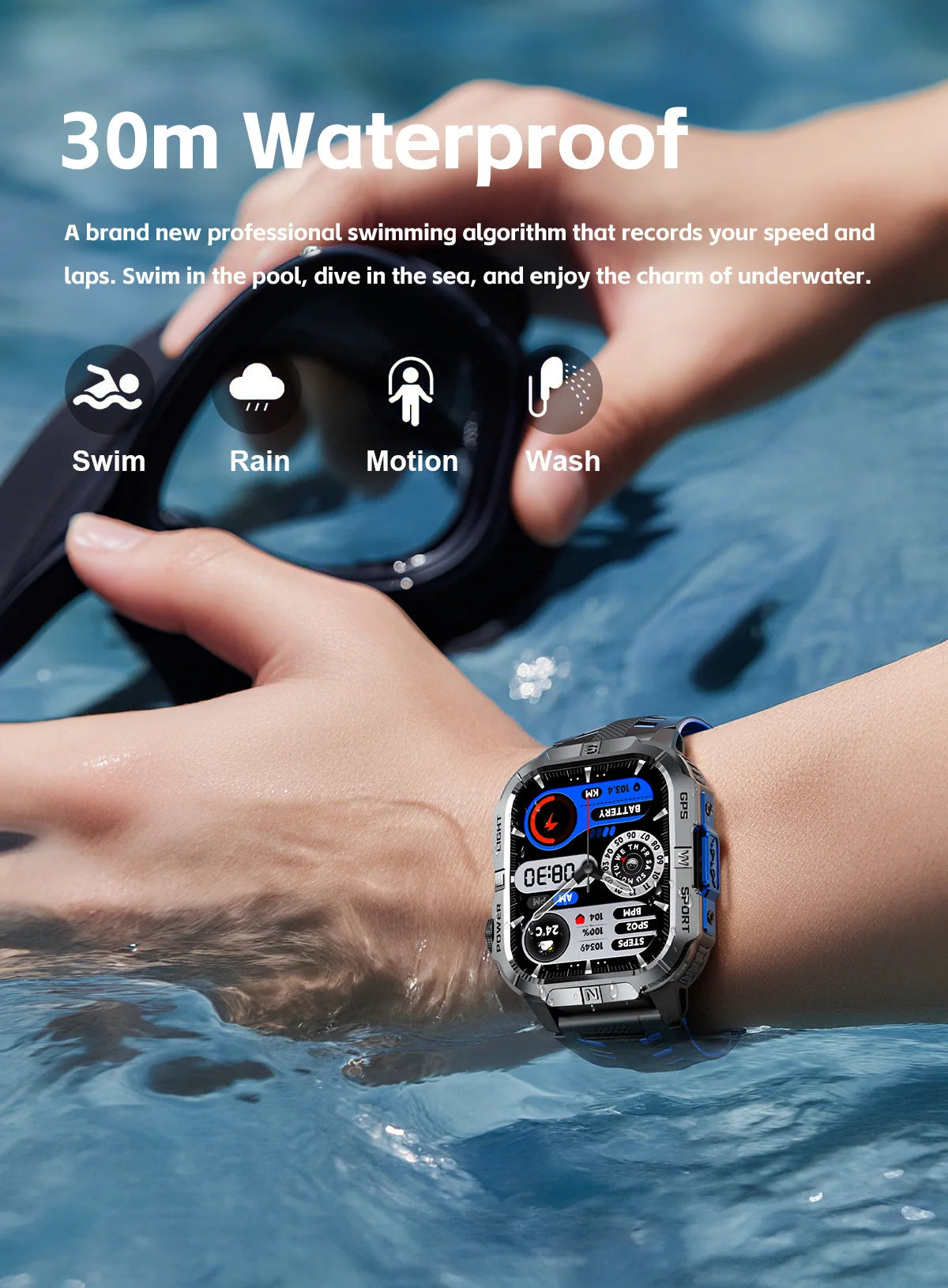 2026New GPS Outdoor Smart Watch Men Women Compass Altimeter Barometer Waterproof Bluetooth Call Sports Smartwatch 540mAh Battery