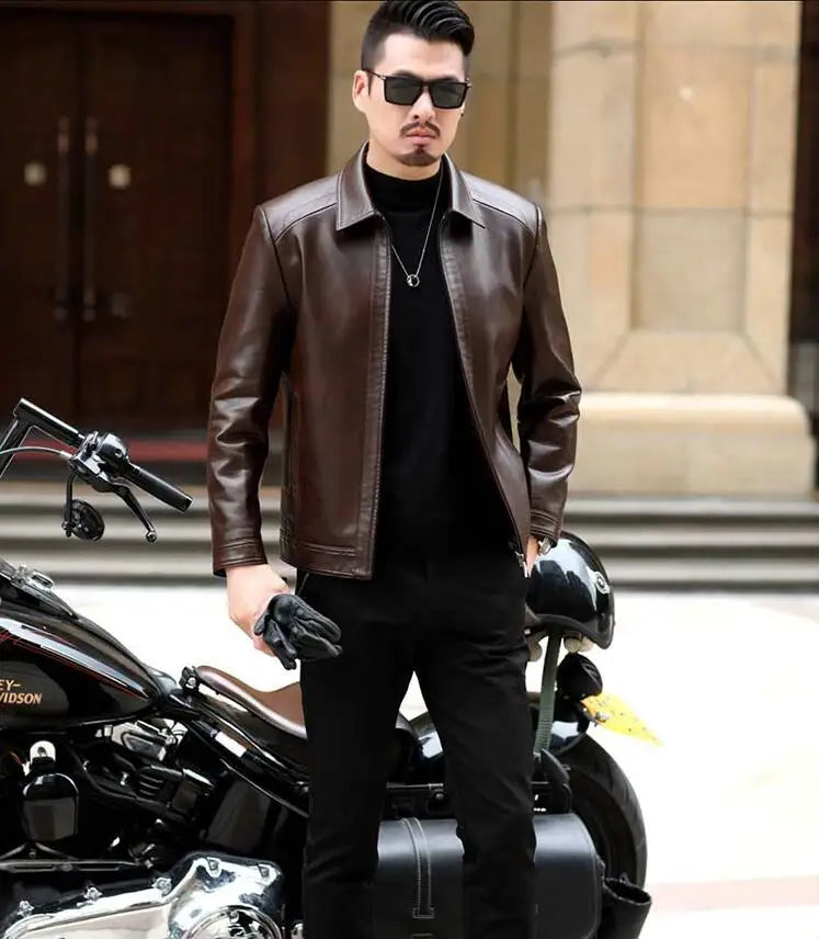 Men's Leather Jacket Man Real Leather Coat Male Leather Clothing Fashion Leather Jacket Genuine Leather Motorcycle Jacket