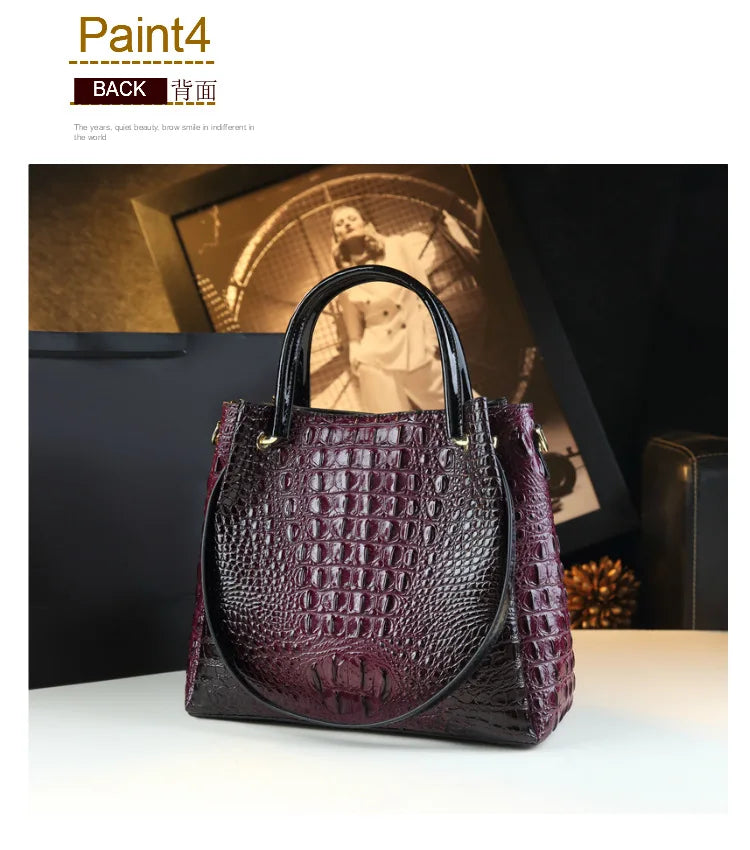 New Tote Bag for Women Crocodile Print Textured Bucket Bag Retro Shoulder Bag Fashion Handbag