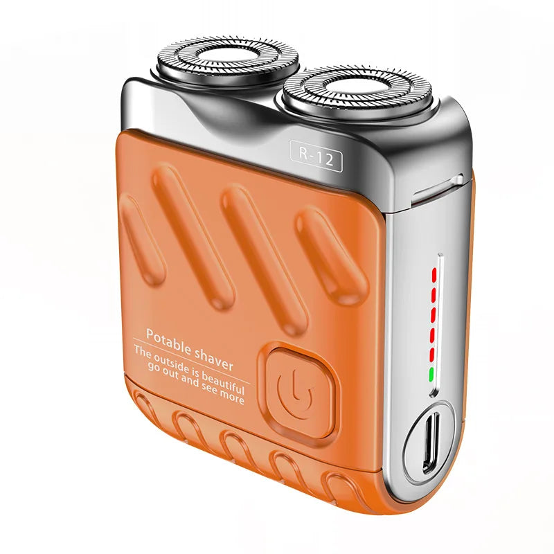 Mini Shaver On-The-Go, Portable Electric Shaver for Men, Dry Shave, USB-C，IPX7 Waterproof Easy Cleaning, Battery Indicator