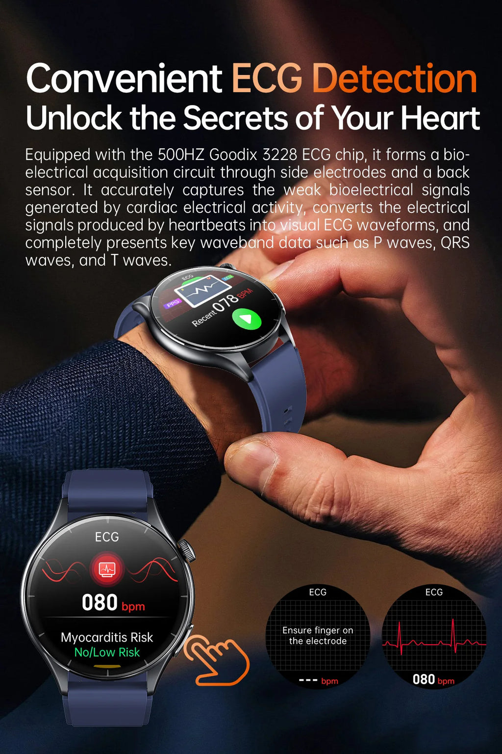 2025New Health Monitoring Uric Acid Blood Pressure Blood oxygen Body Analysis Smart Watch ECG+PPG Clock Smartwatches Men For IOS