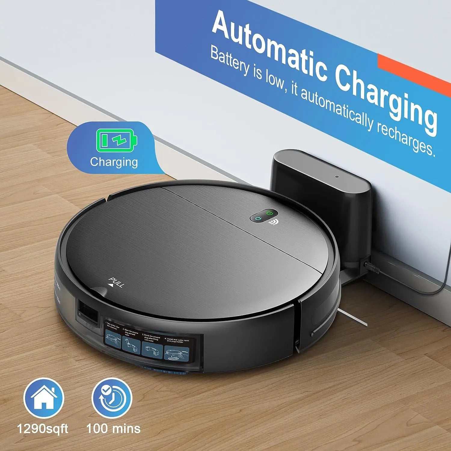 RAYFURN Robot Vacuum Cleaner 6000Pa Power Auto Charging App Control Water Tank Wet Mopping Robot Vacuum Cleaner Electric Sweeper
