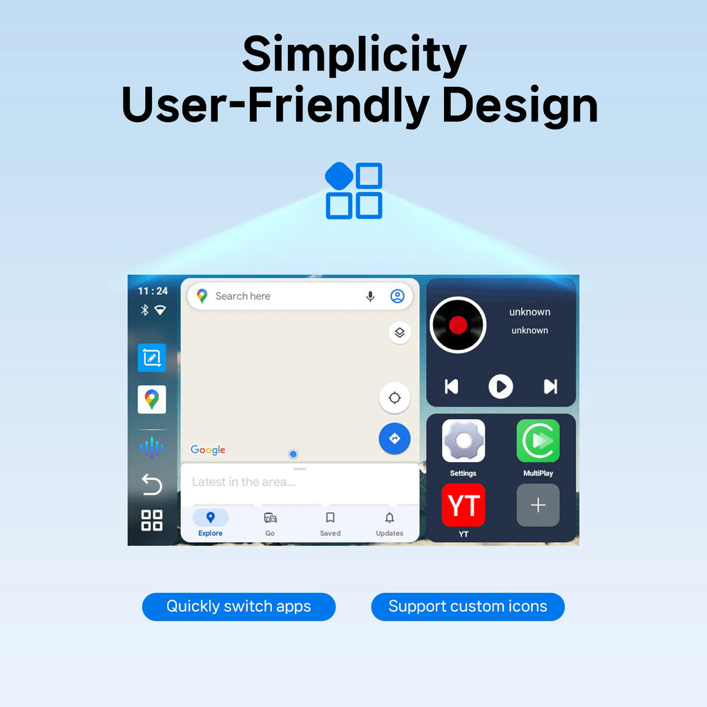 2025 CarPlay Ai Box Wireless Android Auto Car Play Adapter Smart Car TV Accessories for Net flix UtubeQualcomm Snapdragon 6125