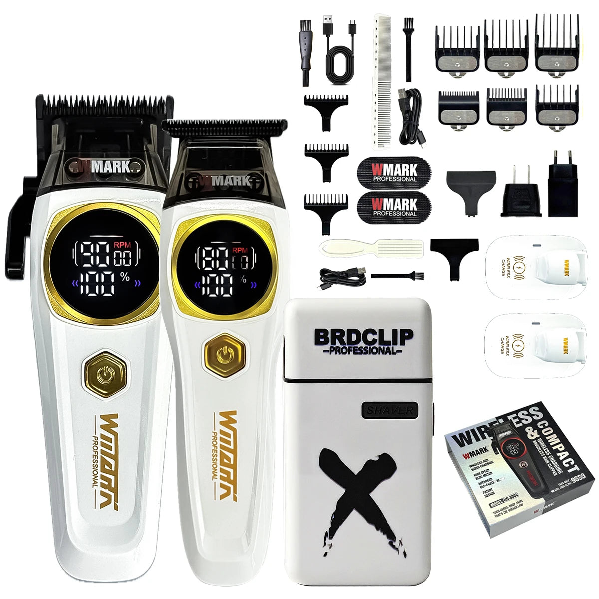 WMARK NG-8613KIT BRDCLIP Barber Set Professional Men's Hair Clipper Trimmer Set DLC Blade Electric Machine Barber Charging Base