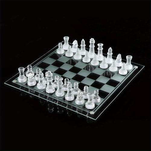 10Inch Handcrafted Glass Chess Set Premium Quality Intricate Design for Home Decor  Perfect for Game Nights & Chess Lovers