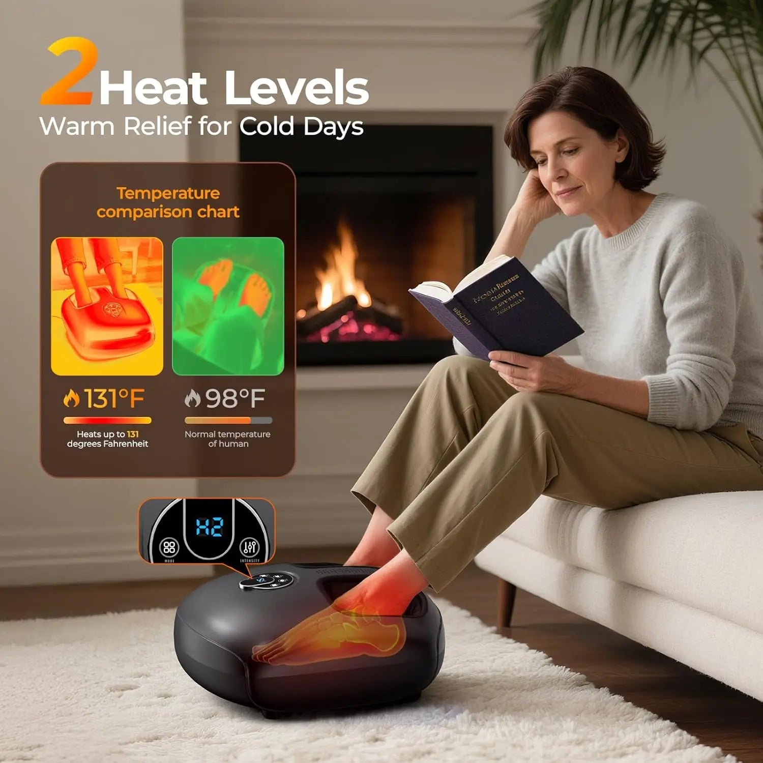 Shiatsu Foot Massager Heat Compression Vibration 4 Modes 5 Intensities Home Spa Gift For Muscle Relief Foot Care Health Machine