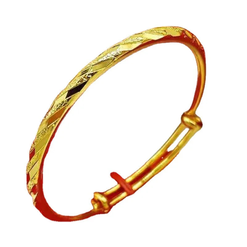 24k Gold 9999 Round Star Bracelet Gold Push-pull Star Imitation Gold Bracelet Hand Decoration Fine Jewelry Bangles