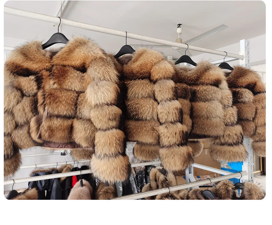 MAOMAOKONG Super Hot Winter Women Luxury Thick Real Raccoon Fur Coat Natural Fox Fur Jacket Plus Size Furry Jackets Female Vest