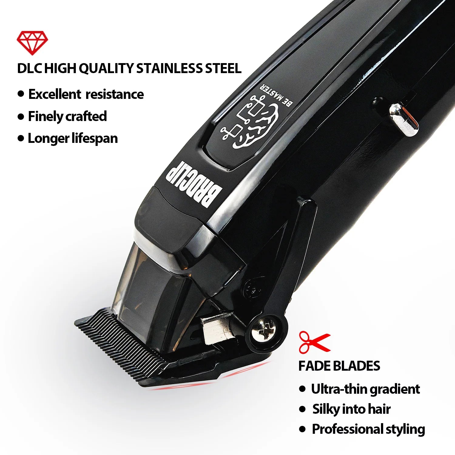 BRDCLIP Professional Electric Hair Clipper BRD 106 Hair Trimmer for Man 7500RPM with Base 5-adjusted DLC Blade Barber Machine