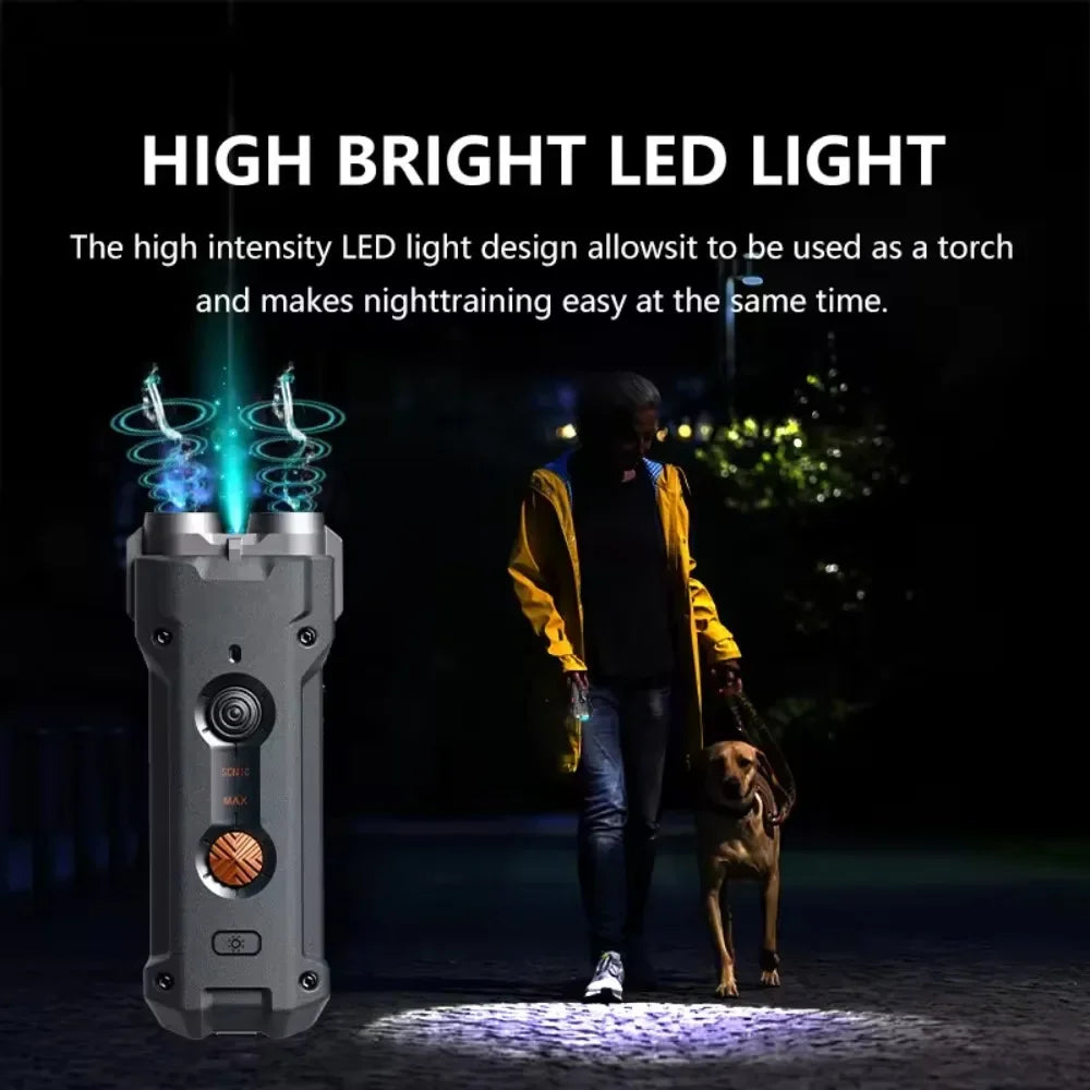 10M High Power Deterrent Ultrasonic Dog Repeller Pet Training Anti Barking with Led Flashlight Rechargeable for Dogs Accessories