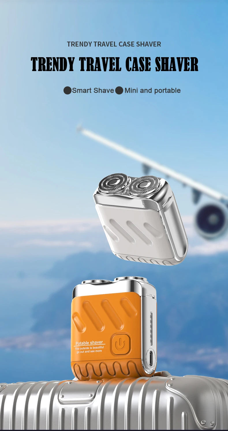 Mini Shaver On-The-Go, Portable Electric Shaver for Men, Dry Shave, USB-C，IPX7 Waterproof Easy Cleaning, Battery Indicator