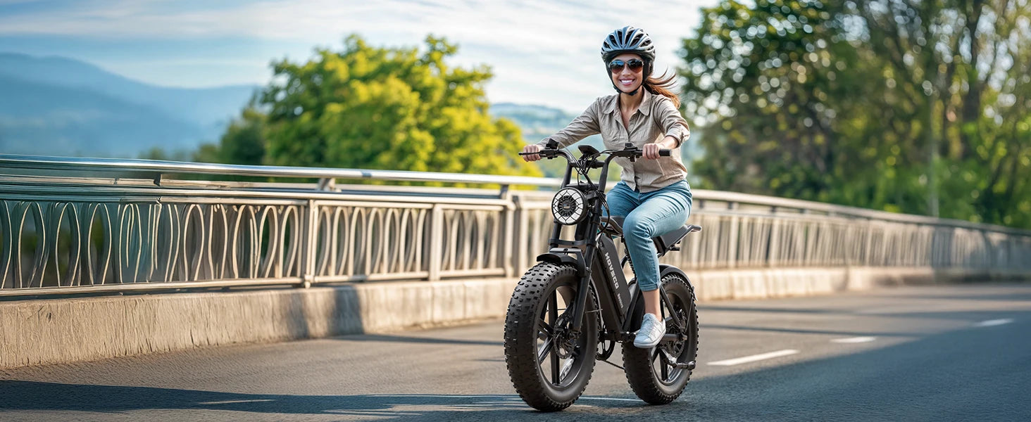 HOVSCO R003 1500W electric bike, 20" fat tires, 28MPH, 48V 15Ah battery, all-terrain, for road, sand, mountain, and snow.
