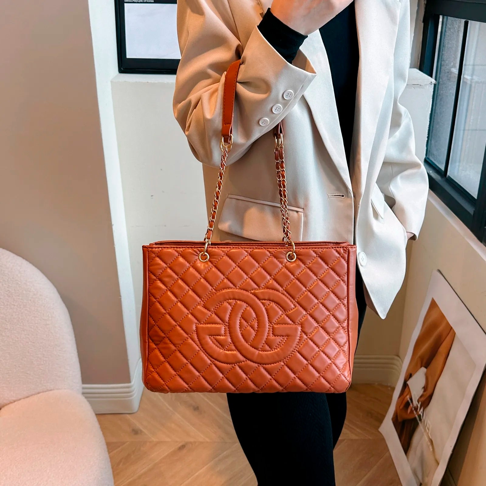 Classic Retro Chain Strap Messenger Bag Women's Luxury Textured Leather Handbag Paris Fashion Zipper Shoulder Bag