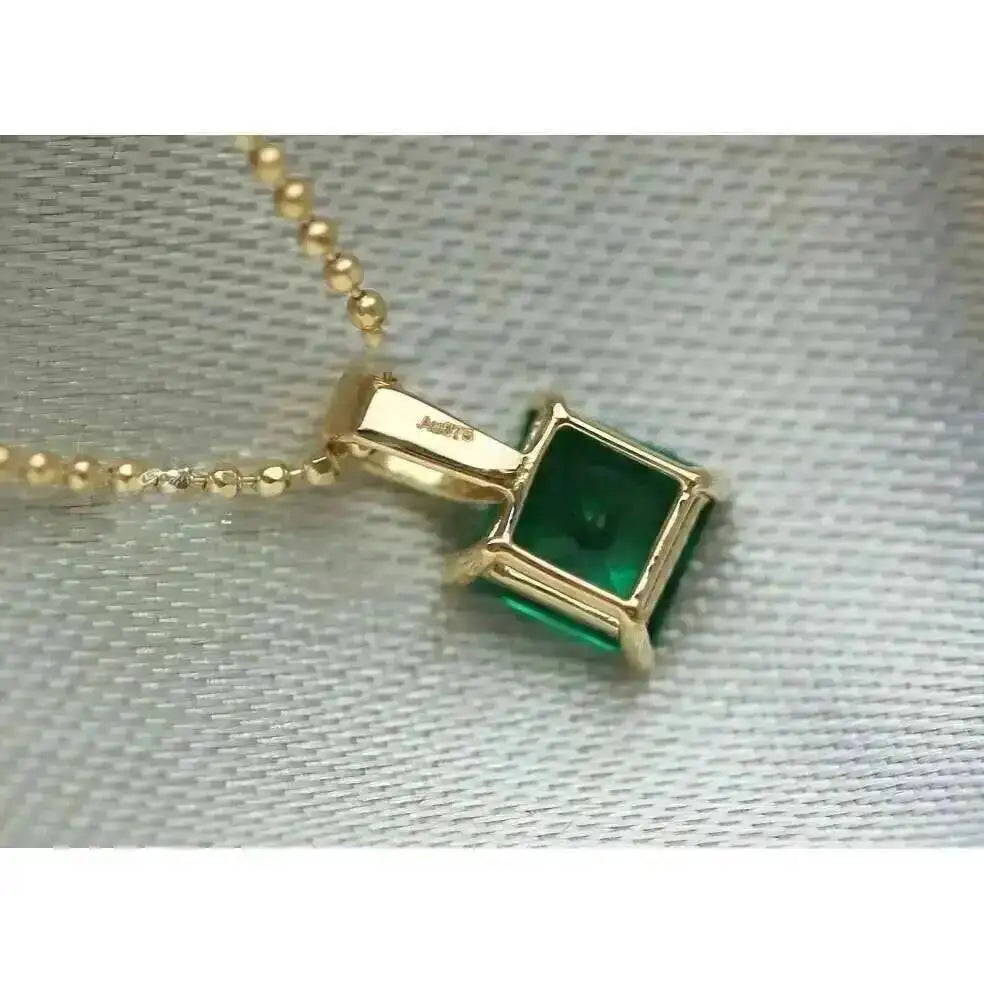 GOLDtutu Grilgold 9K Gold French Retro Fine Emerald Zircon Small Box Charm, kj280