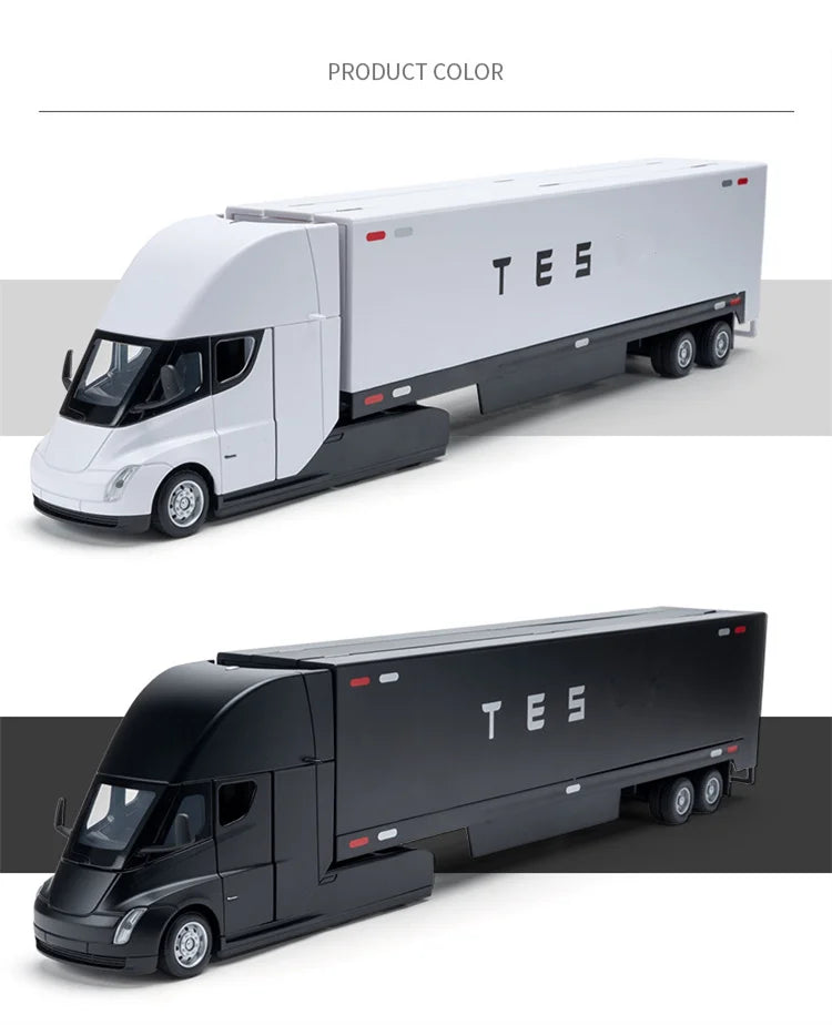 1:32 Semi Alloy Electric Semi Trailer Truck Head Car Model Diecast Container Transport Truck Vehicles Car Model Sound Light Toys