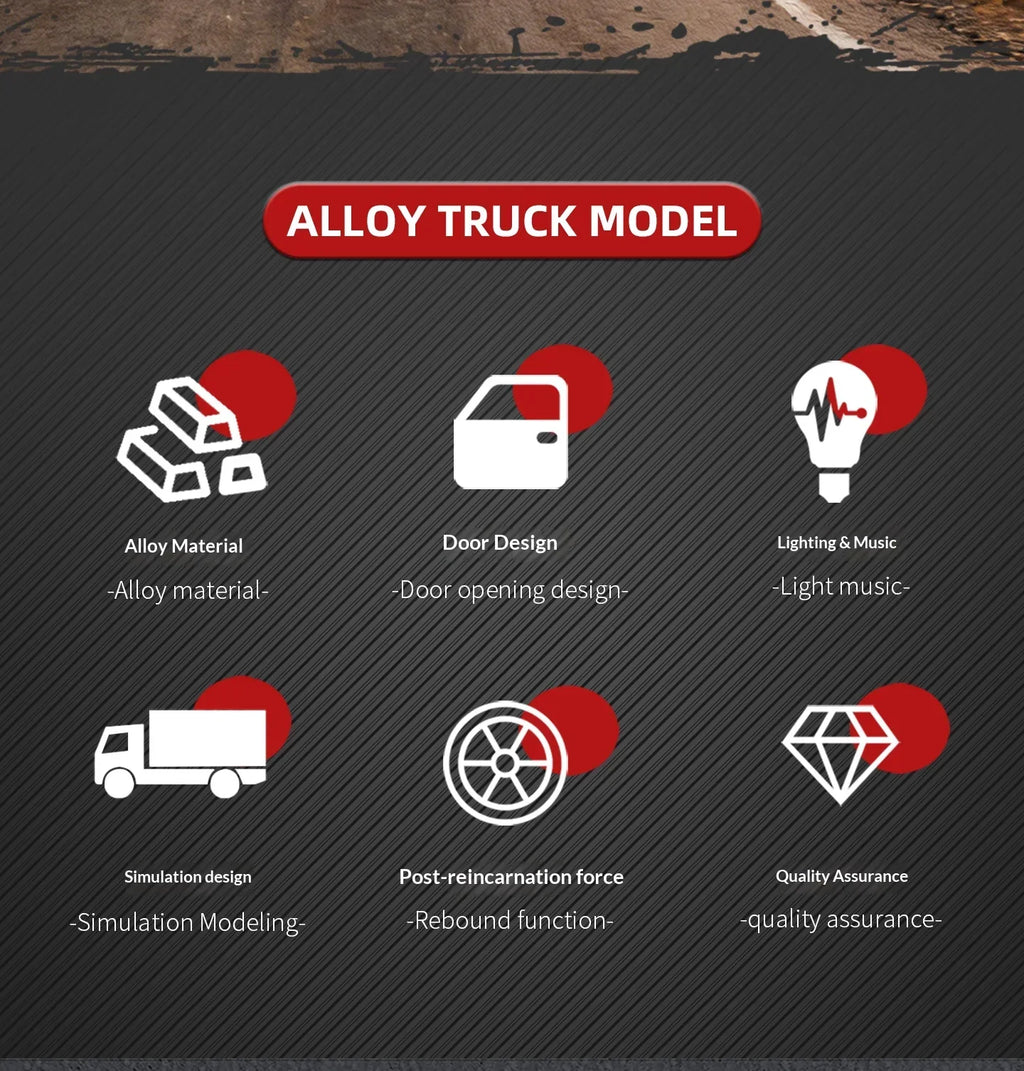 1:24 389 Platform Trailer Container Transport Tow Truck Toy Car For Diecast Vehicle Model Collection Gift Boy