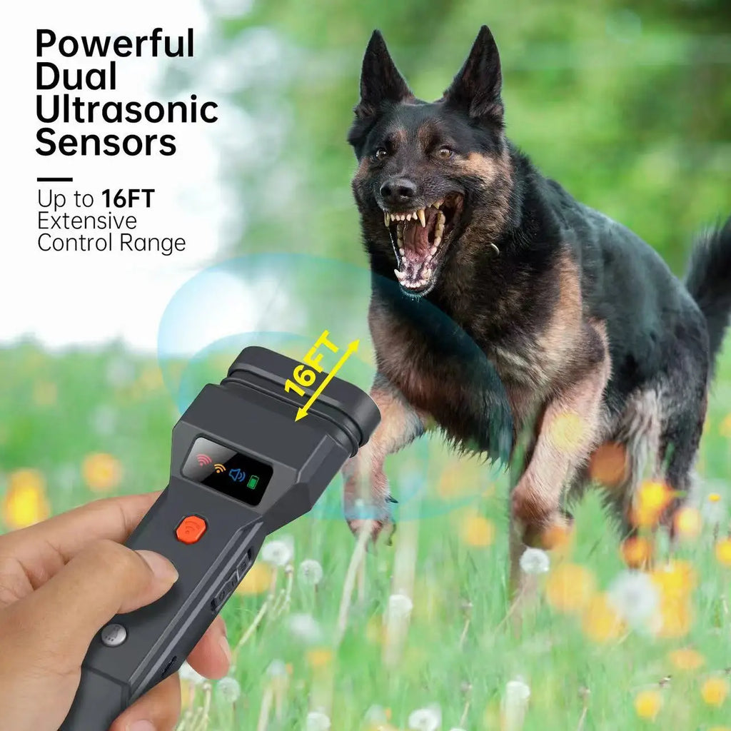 3 Ultrasonic Dog Repeller Anti Bark Dog Attacks Deterrent Devices Rechargeable Pet Stop-Barking Training With LED Flashlight