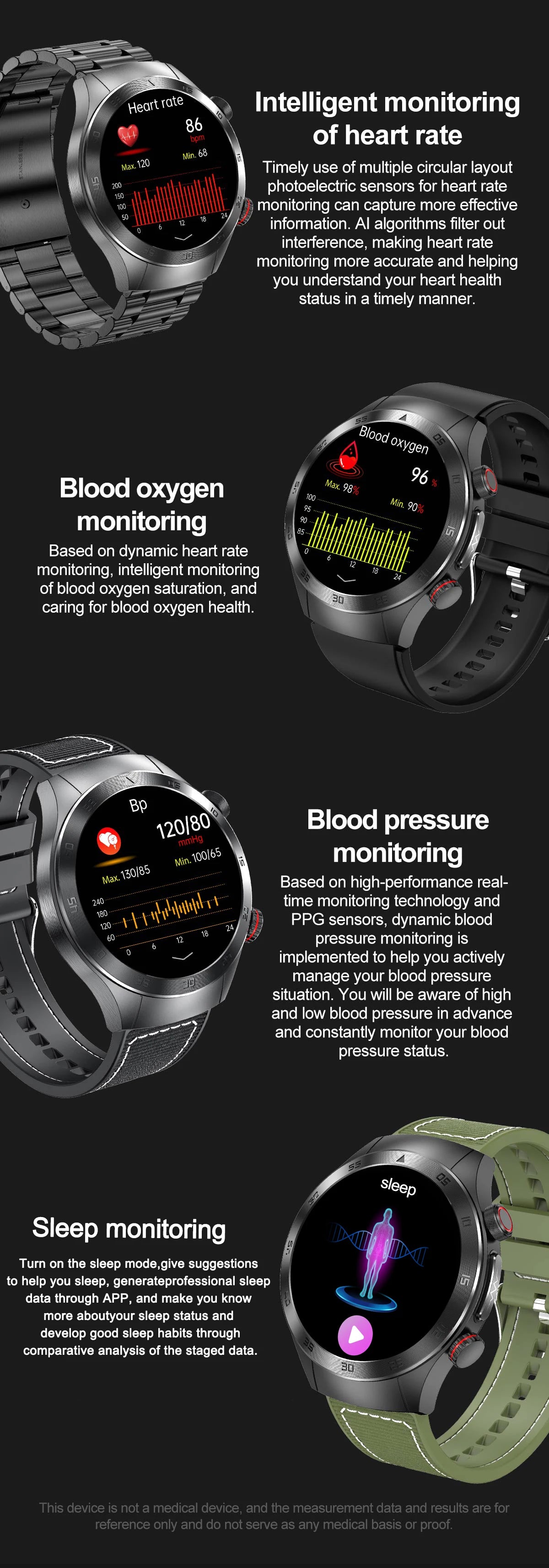 2026New Precise Laser Therapy Bracelet Health ECG+PPG Smart Watch Blood Pressure Blood Lipid Uric Acid BT HD Call SmartWatch Men