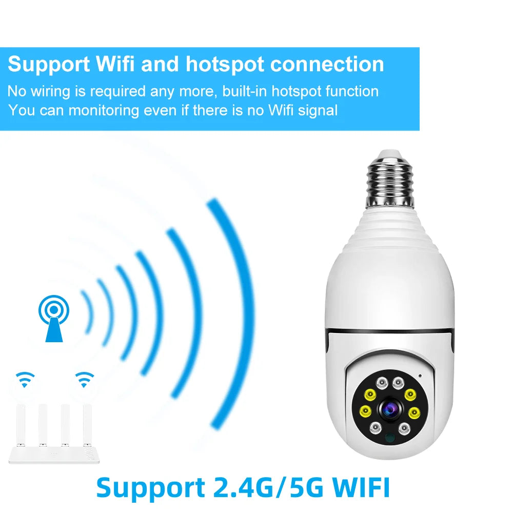 YI Iot E27 Bulb Surveillance 5G Wifi Camera 2MP Night Vision Full Color Automatic Human Track Security Protection Monitor Camera