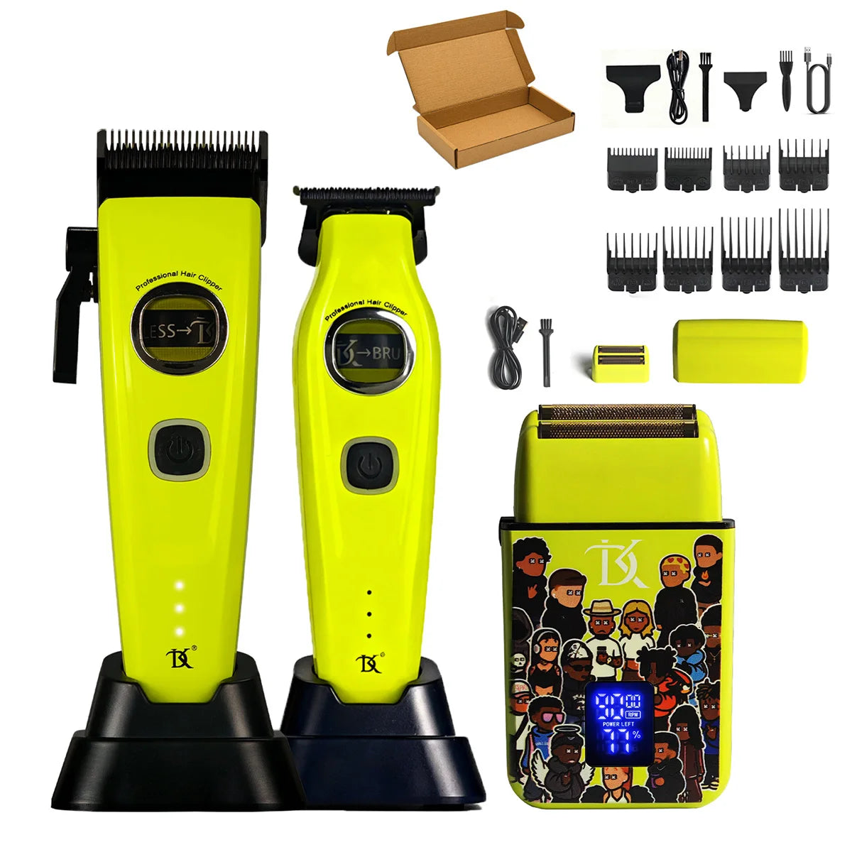 WMARK NG-8613KIT BRDCLIP Barber Set Professional Men's Hair Clipper Trimmer Set DLC Blade Electric Machine Barber Charging Base