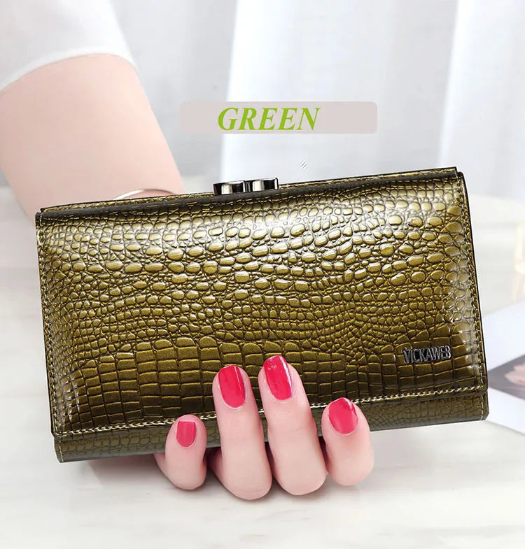 Free Gift Women Genuine Leather Short Wallet Female Fashion Purses Ladies Alligator Hasp & Zipper Small Coin Bag AE2155