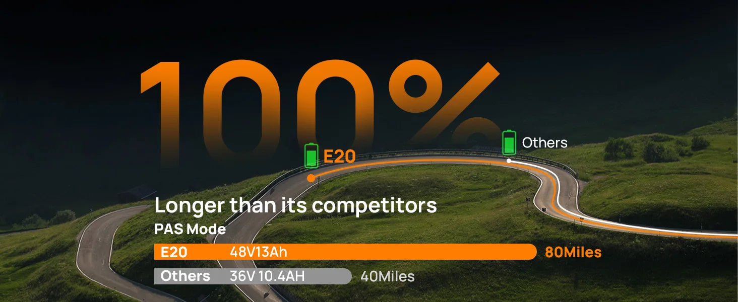 1000W E20 Electric Bike | 48V 13Ah Removable Battery, 20MPH, 20''X3" Fat Tire, 7-Speed Electric Bicycles with Dual Disc Brake