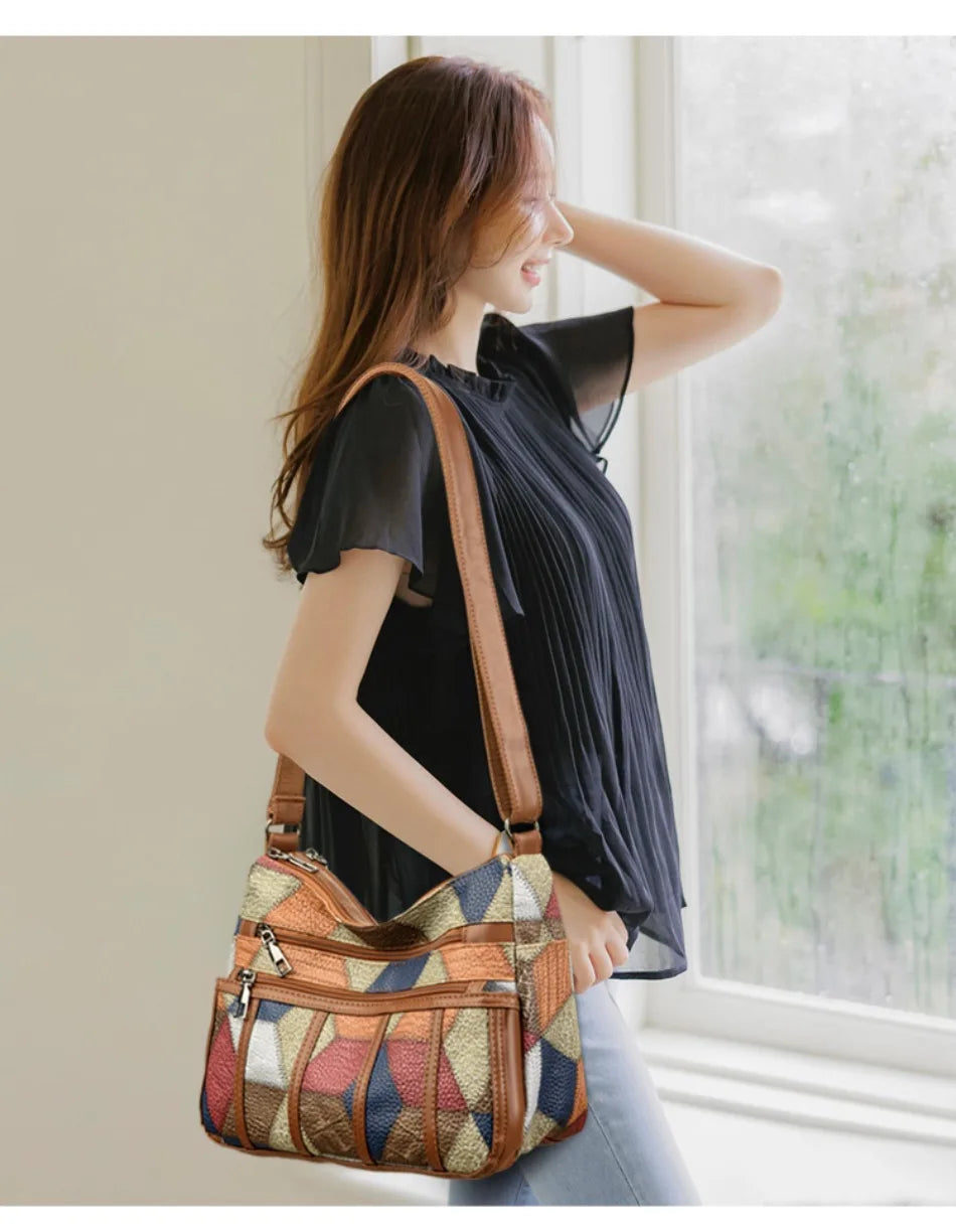 Soft Leather Purses and Handbags Casual Shoulder Crossbody Bags for Women 2024 Vintage Multi-pocket Ladies Messenger Bags Design
