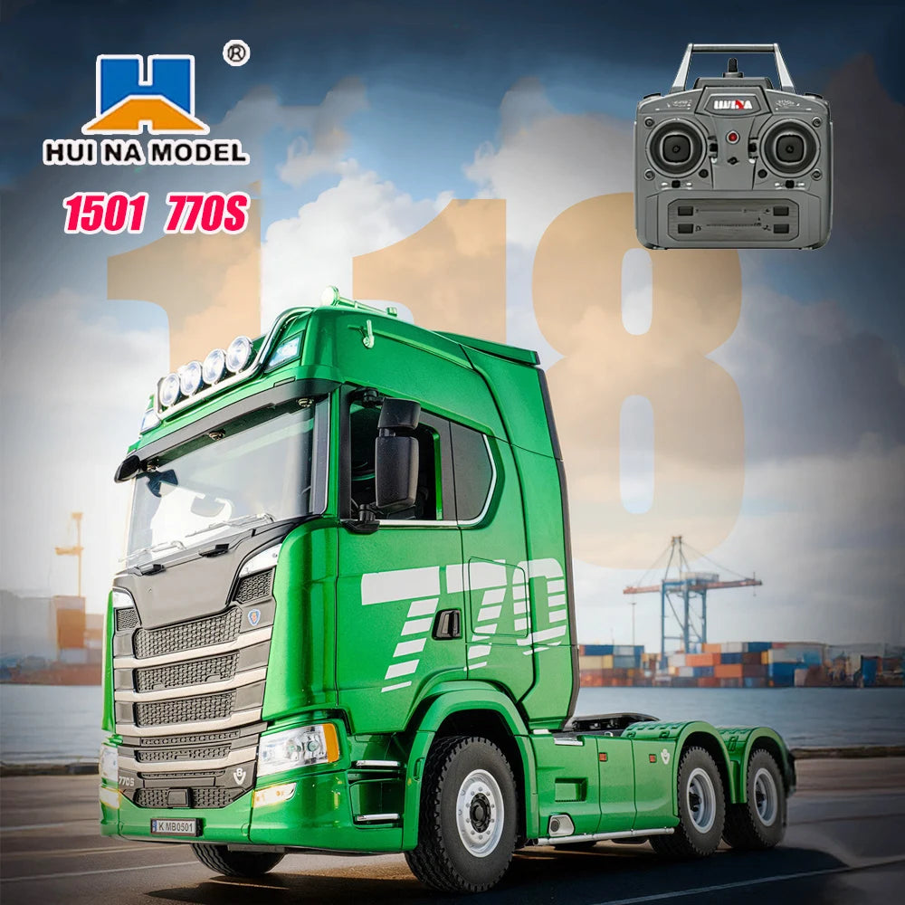 HUINA 770S Rc Truck Trailer Tractor 1/18 1501 Remote Control Car 19 Ch Electric Machine Engineering Cars Radio Controlled Toys