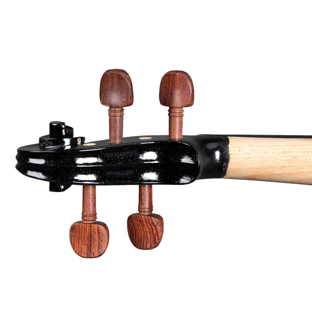 Full Size Matte Black 4/4 Spruce Panel Wooden Violin Set with Case Bow Rosin  4 Strings Shoulder Rest Turner Cleaning Cloth