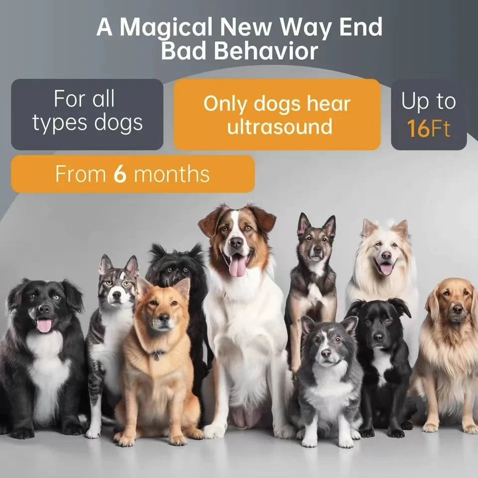 3 Ultrasonic Dog Repeller Anti Bark Dog Attacks Deterrent Devices Rechargeable Pet Stop-Barking Training With LED Flashlight