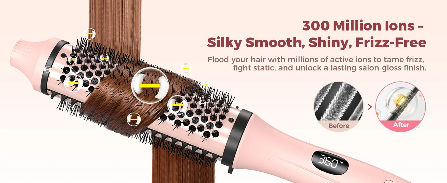 Thermal Brush 1.5 inch Dual PTC Heated Curling Styler 6 Temps with Negative Ions & Ceramic for Volumizing Straightener Curling