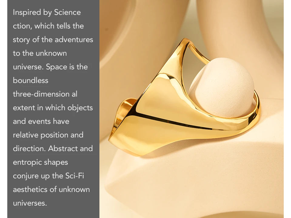 ENFASHION Pulseras Palm Bangle For Women Space Invader Fantasy  Gold Color Simple Delicate Bracelet Fashion Jewelry Gift B232331