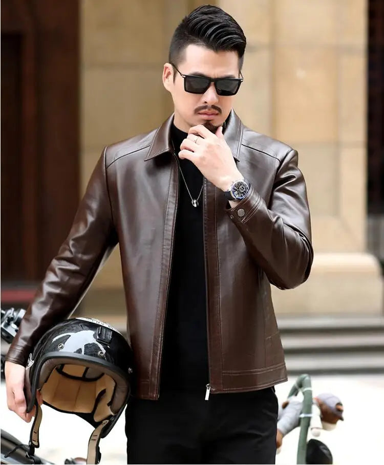 Men's Leather Jacket Man Real Leather Coat Male Leather Clothing Fashion Leather Jacket Genuine Leather Motorcycle Jacket
