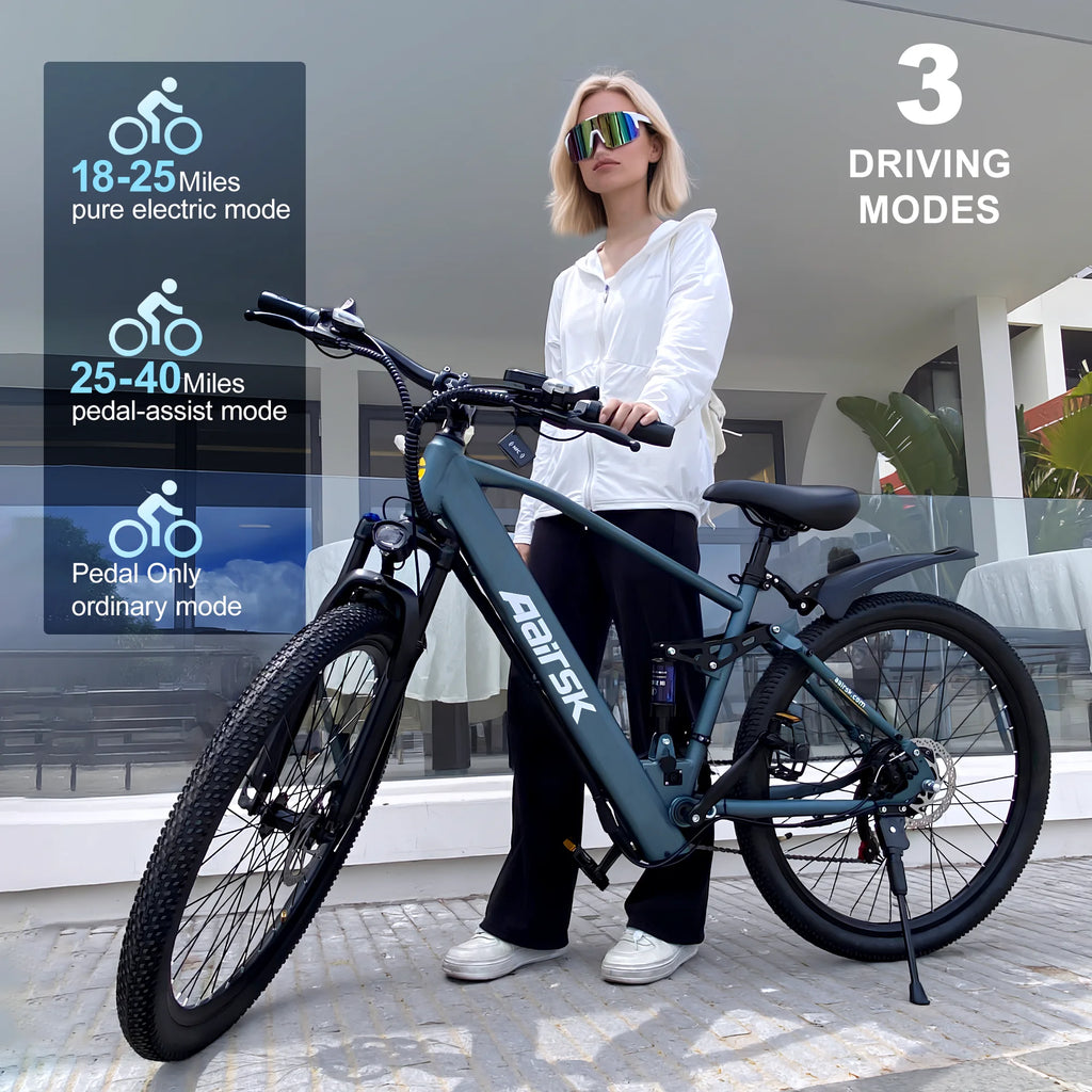 26'' Electric Bike for Adults,750W Peak Motor Mountain Ebike,25MPH Up to 40Miles,7-Speed,Shock Absorbers,Commuter E-Bike