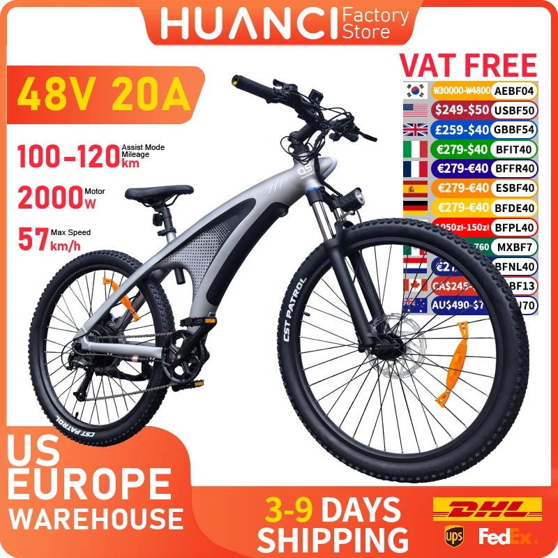HUANCI Q5 electric bike 2000W electric bikes 27.5 Inch Electric bicycle  48V 20AH  electric e bike Mountain adults ebike fatbike