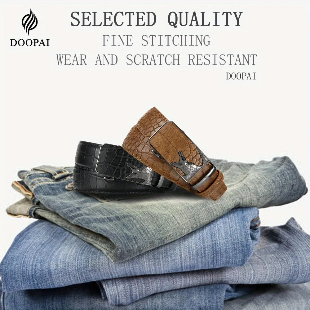 Men's PU Leather Belt Fashion Automatic Buckle Belt for Popular Business High Quality Male Belt