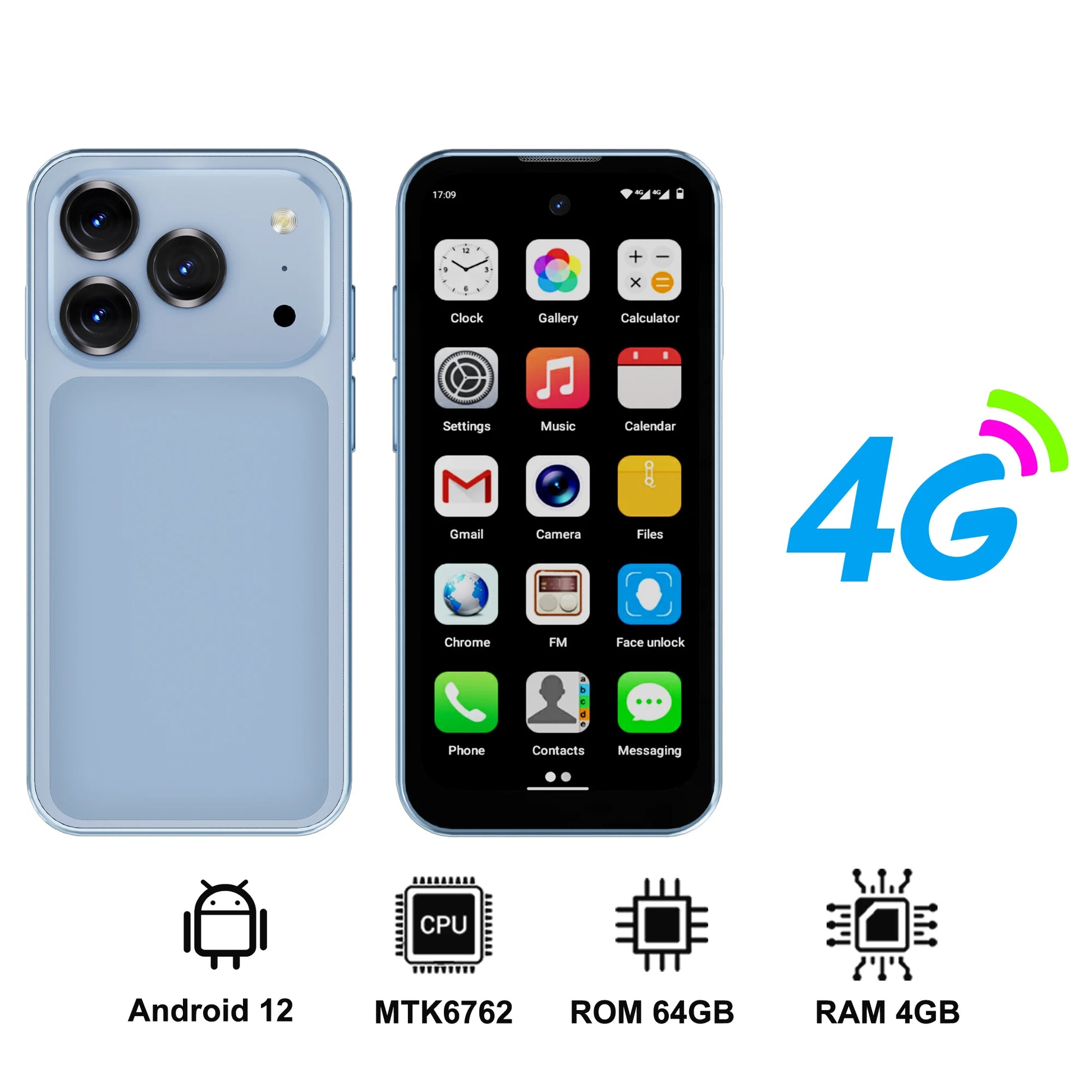 SERVO 19 Air 4G LTE Mini Smartphone Android 12.0 System 6GB+128GB Play Store Face Unlock GPS Dual SIM 3.88" Small Smart Phones