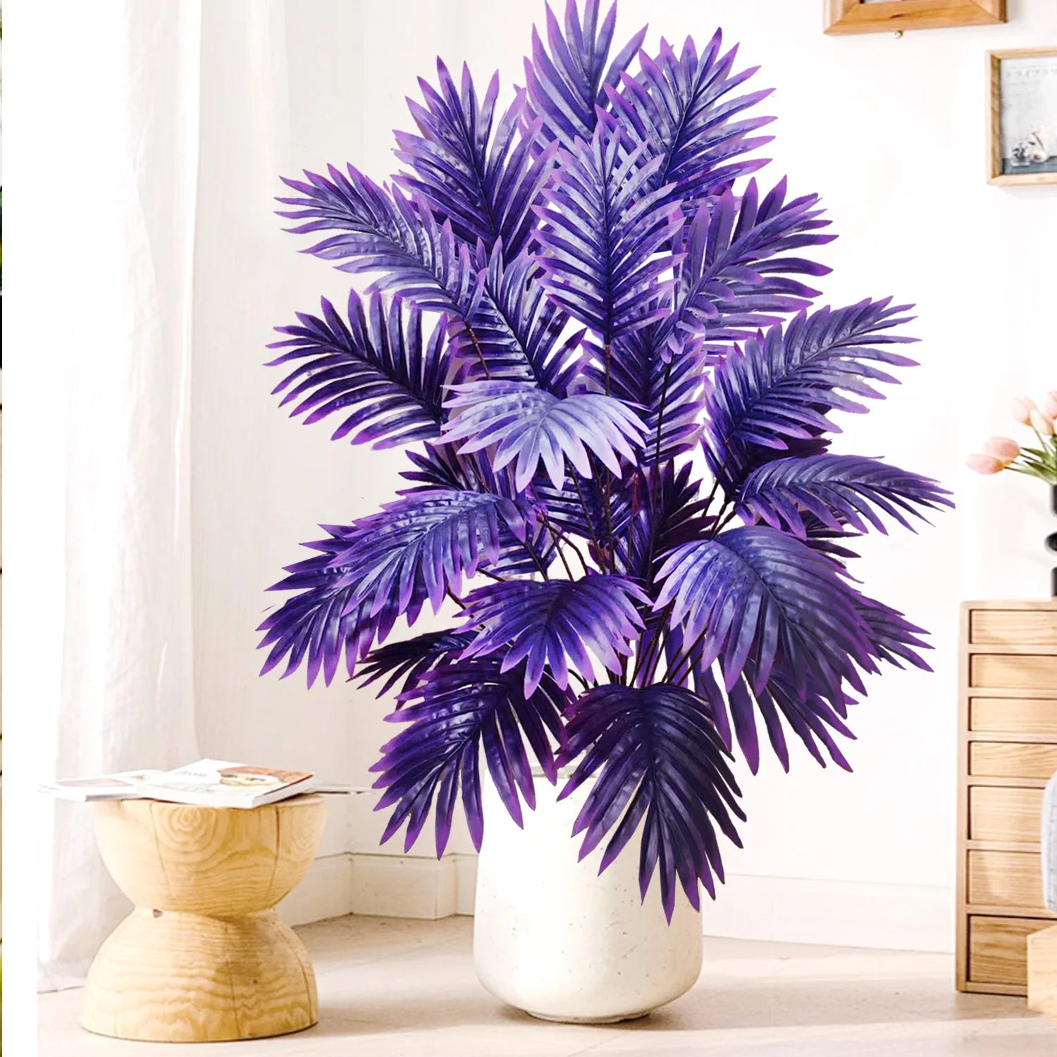 53-123cm  Artificial Palm Tree Tropical Fake Plant Green Plastic Palm Leaf Branches Suitable for Home Garden Decoration