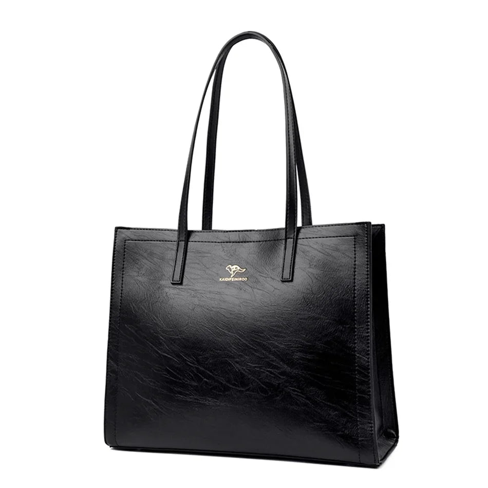Vintage Large Capatity Tote Shoulder Bags Fashion Top-Handle Bags High Quality Leather Bags Casual Letter Design Handbag