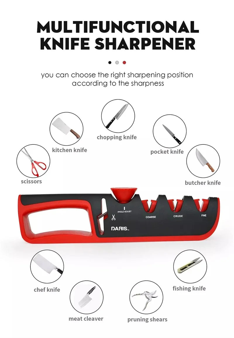 Knife Sharpener 5 in 1 Adjustable Angle Kitchen Grinding Machine Professional Knife Scissors Sharpening Tools with cut resistant