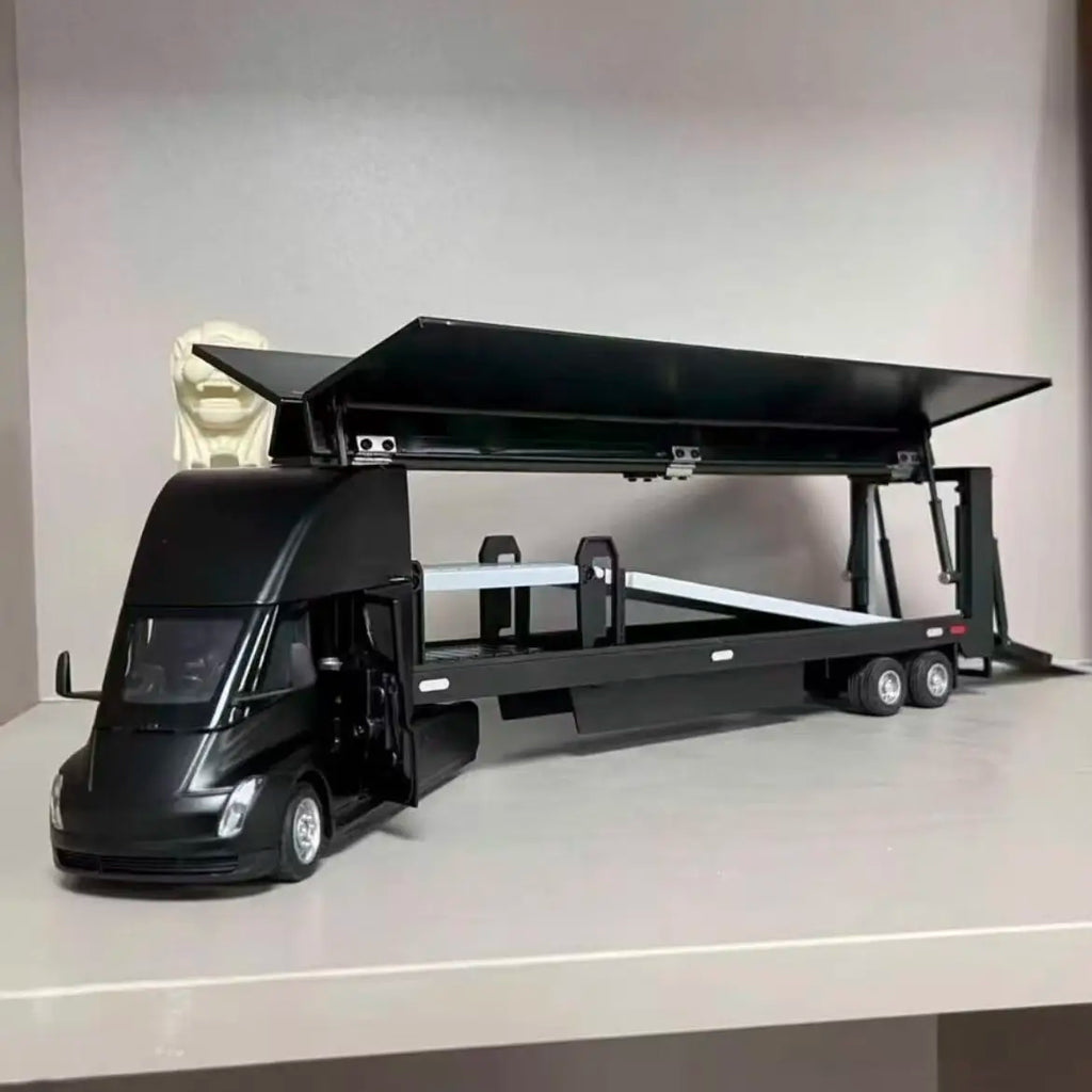 1:32 SEMI Extended Container Double Decker Transport Car Eagle Style Open Doors Light Sound Pull Back High Texture Ornament Toy