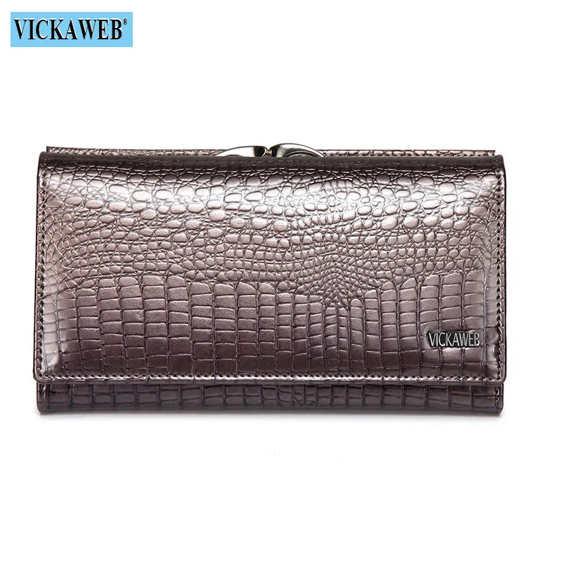 Free Gift Women Genuine Leather Short Wallet Female Fashion Purses Ladies Alligator Hasp & Zipper Small Coin Bag AE2155