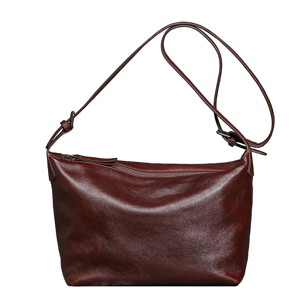 LUOKIR New Women's Genuine Leather Shoulder Bag Fashionable Retro HOBO Bag First Layer Cowhide Crossbody Bag Underarm Bag