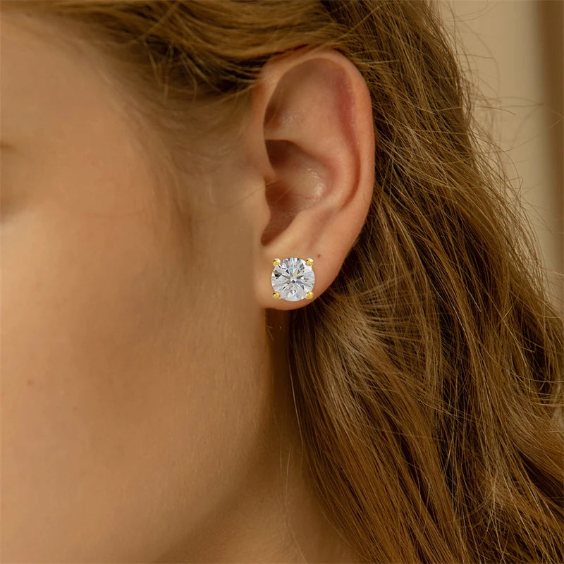 Original Real 18K Gold Moissanite Diamond Earrings Authentic AU750 Exquisite Gift Gold Earrings For Woman Female Fine Jewelry