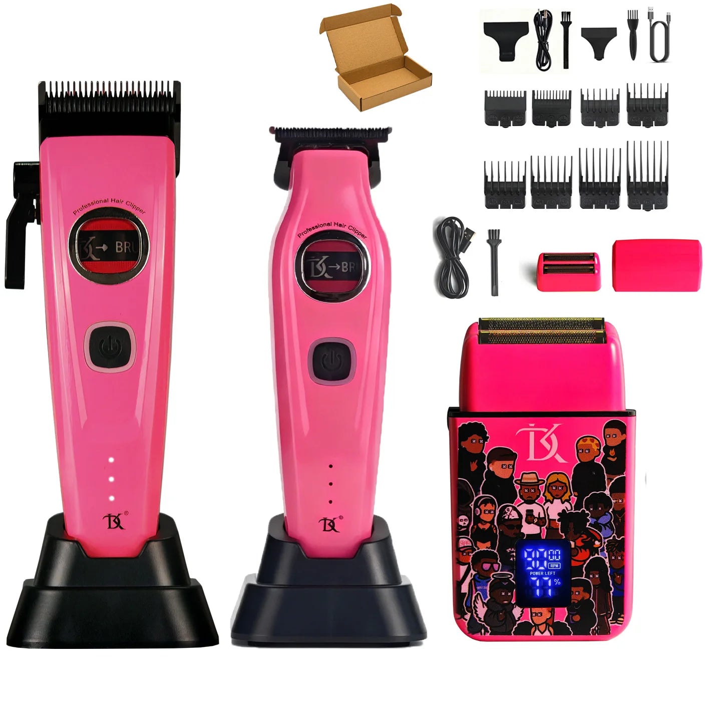 WMARK NG-8613KIT BRDCLIP Barber Set Professional Men's Hair Clipper Trimmer Set DLC Blade Electric Machine Barber Charging Base