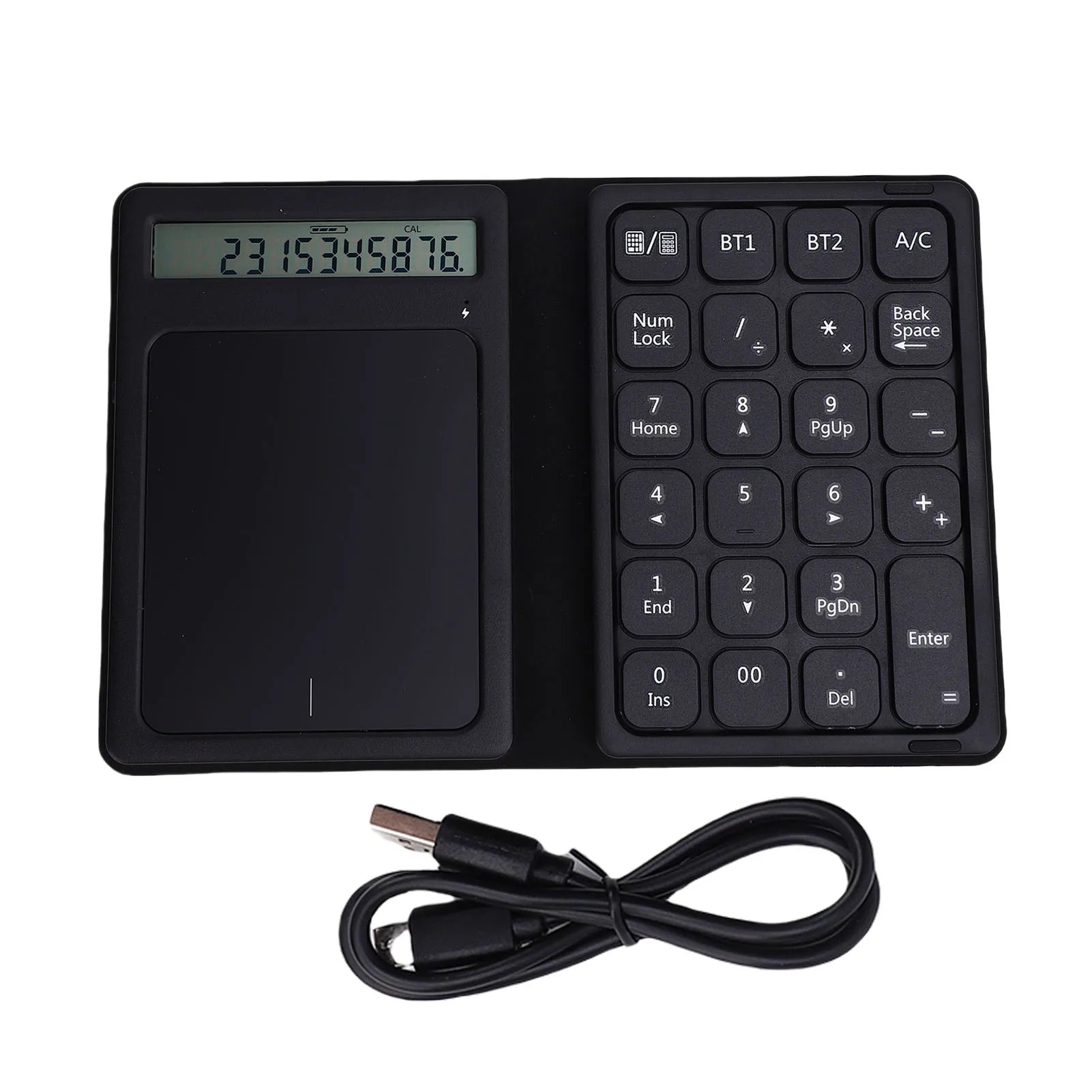 Wireless Numeric Keypad 2 Device Connectivity Bluetooth Numeric Keyboard Foldable Calculator Function for Financial Accounting