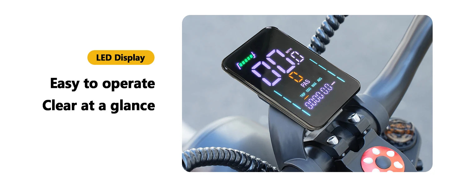 Electric Bike for Adults,1500W Peak,35MPH,48V 816Wh Battery,MAX 75Miles Electric Motorcycle,20'' Fat Tire Dirt Bike,7-Speed Bike