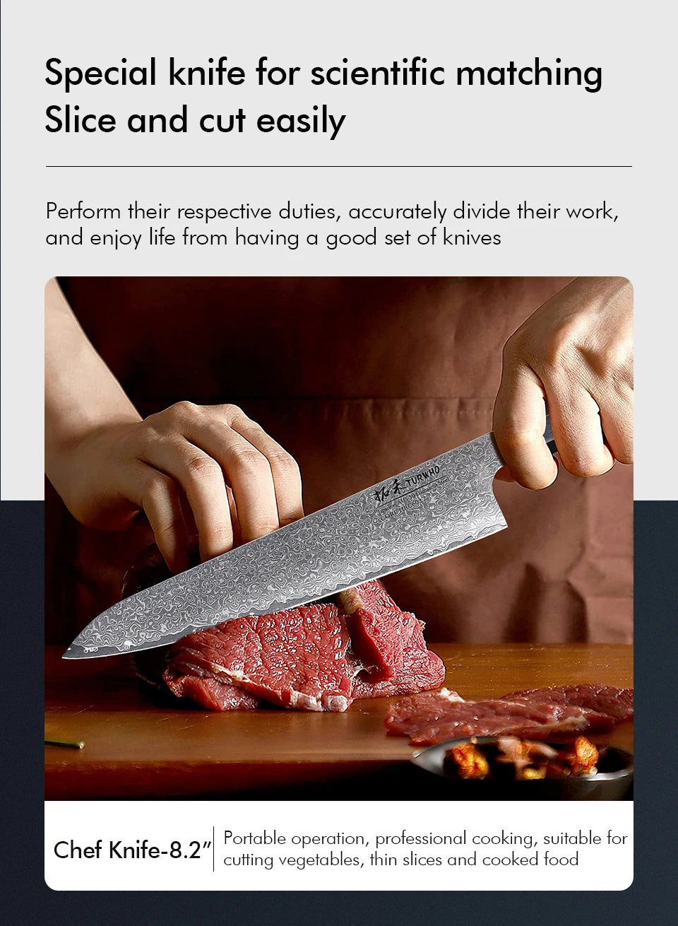 TURWHO Hand Forged Japanese Chef Knife Damascus Steel Kitchen Knives Santoku Sashimi Bread Utility Handmade Blade Cooking Tools