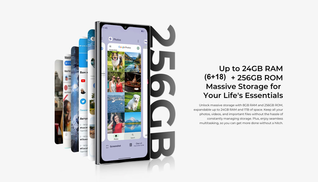 OUKITEL C62 Pro Smartphone Android 15, 6.88" HD+ Display Unisoc T615 Cell Phone, 24GB (6+18) + 256GB, 5150mAh Battery NFC Mobile